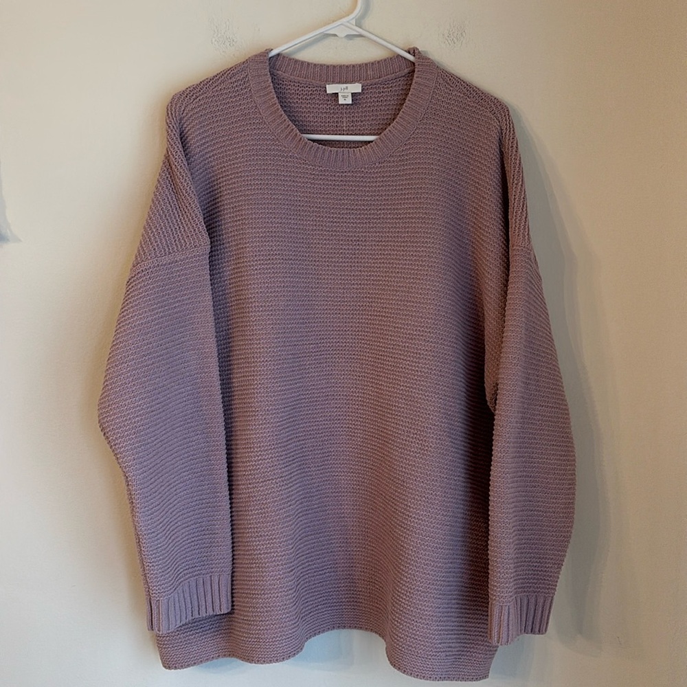 J. Jill Women’s soft cozy amazing crewneck sweater gray purple ice berry XL NWT!